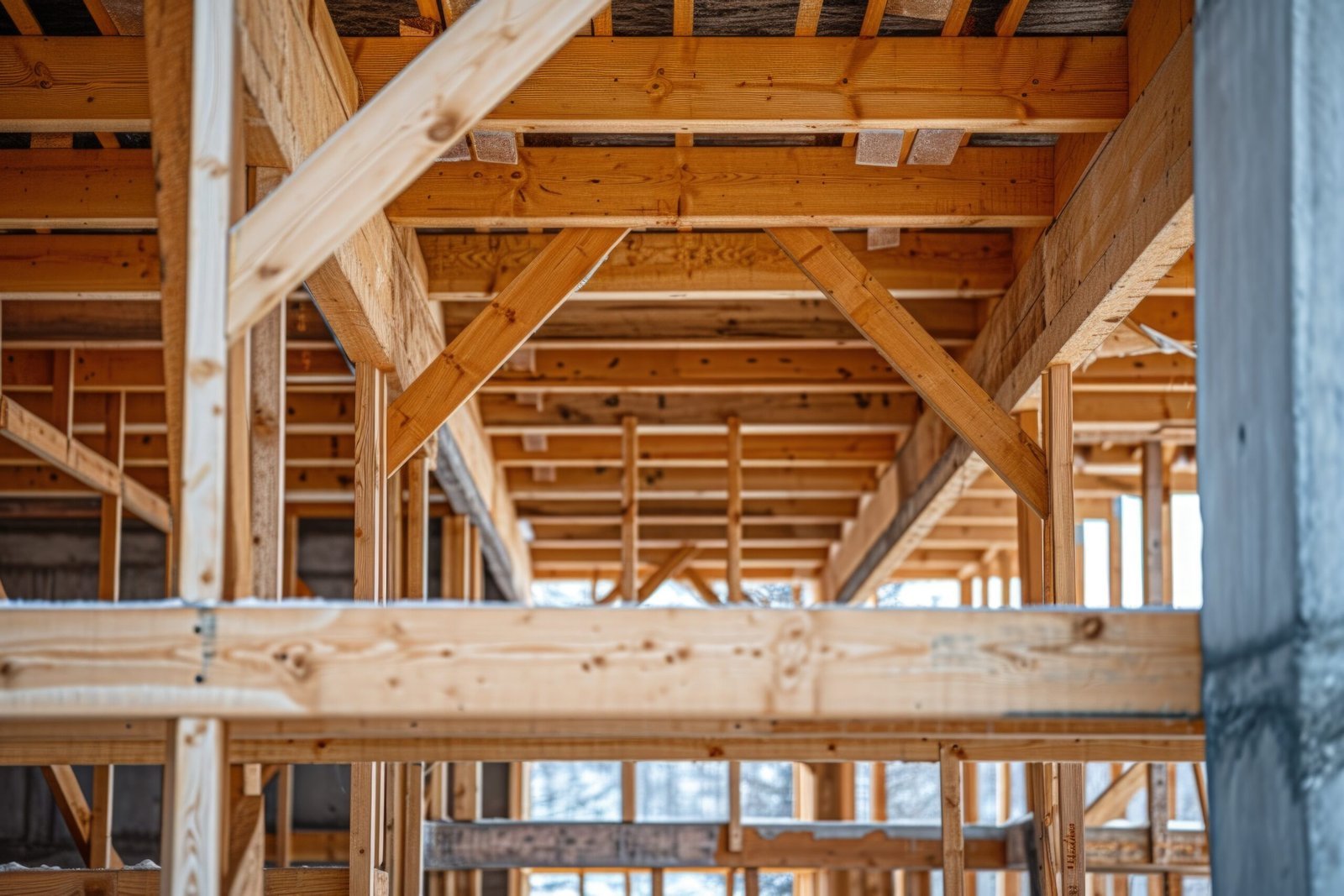 Truss roof framework under construction