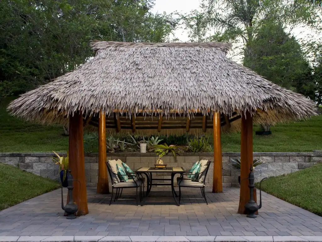 Synthetic thatch on a café or gazebo
