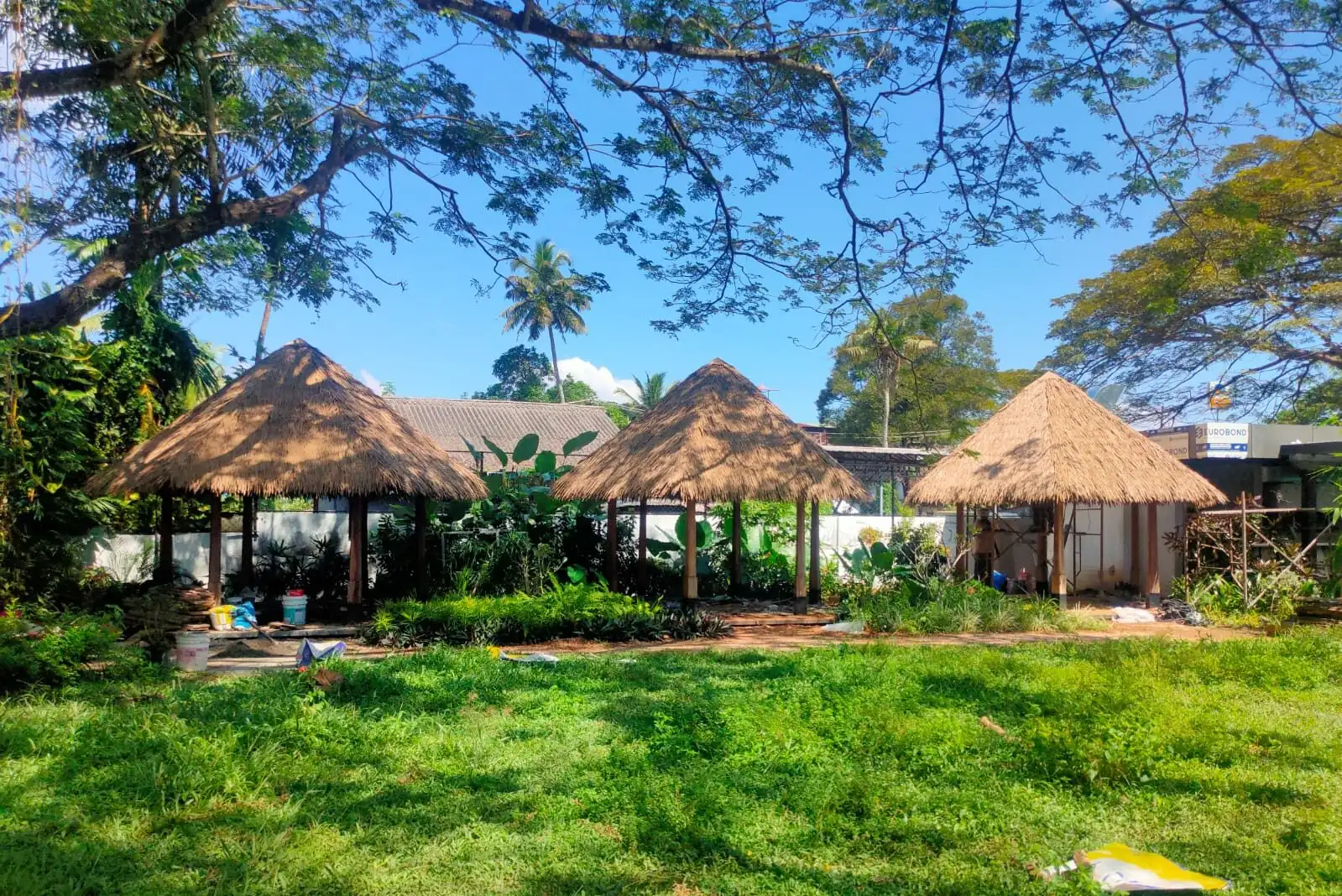 Synthetic thatch on a resort