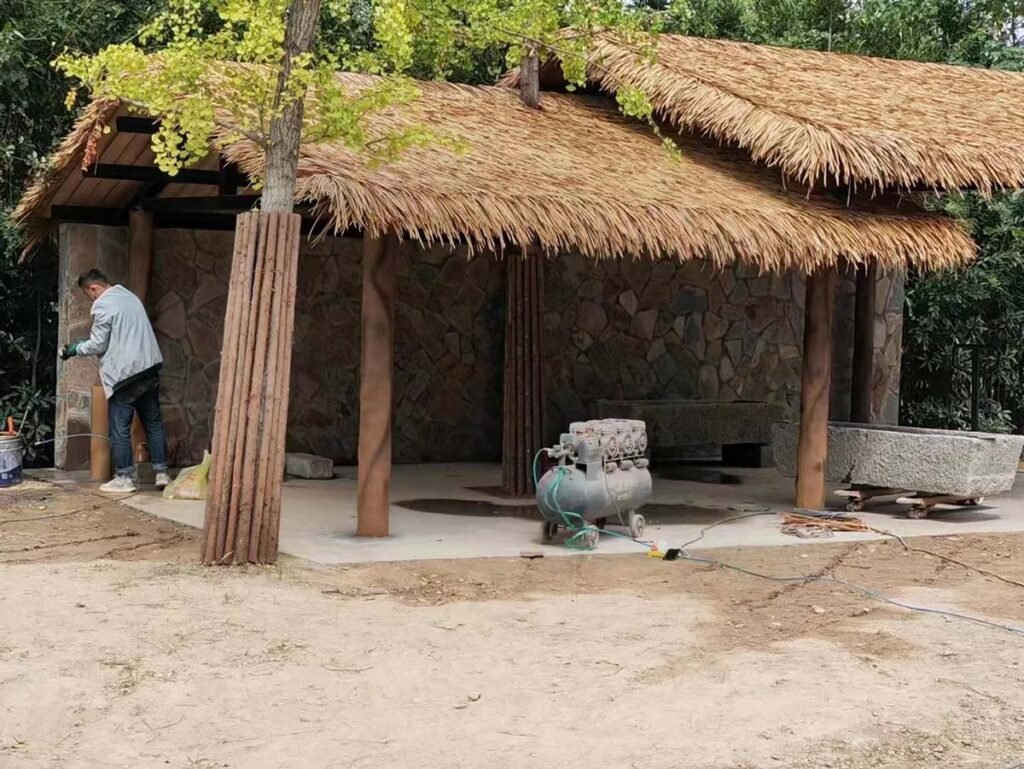 Synthetic thatch installation method